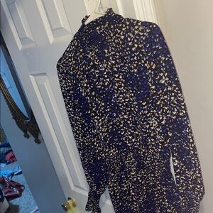 Nanette Lepore Black and Blue Floral Blouse